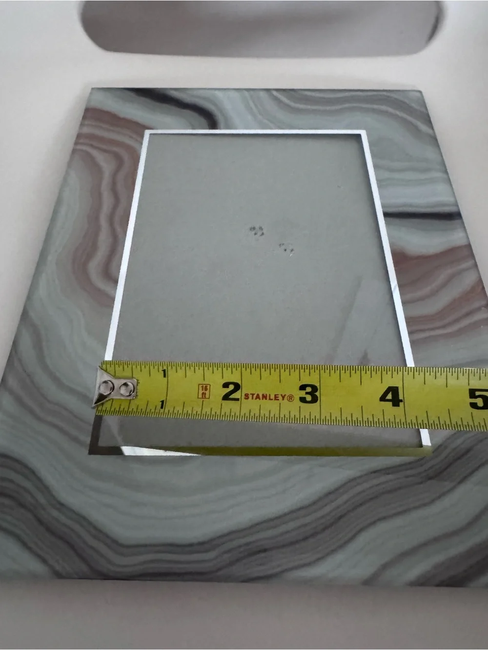 Modern Faux Agate Glass 4x6 Picture Frame Gray Marble Geode Decor Contemporary
